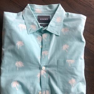 Bonobos Turquoise Palm Button Down